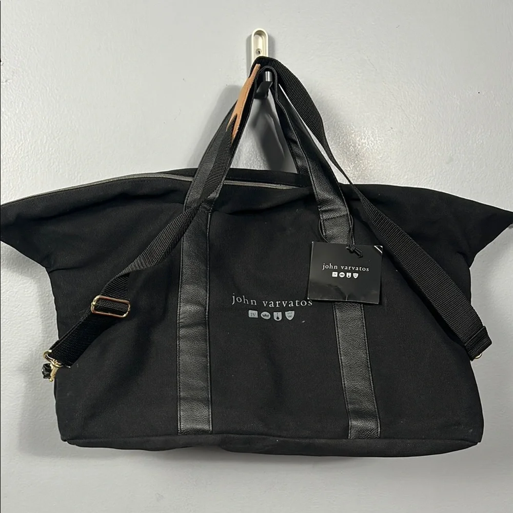 John Varvatos Black Men's Overnight bag 100% canvas NWT